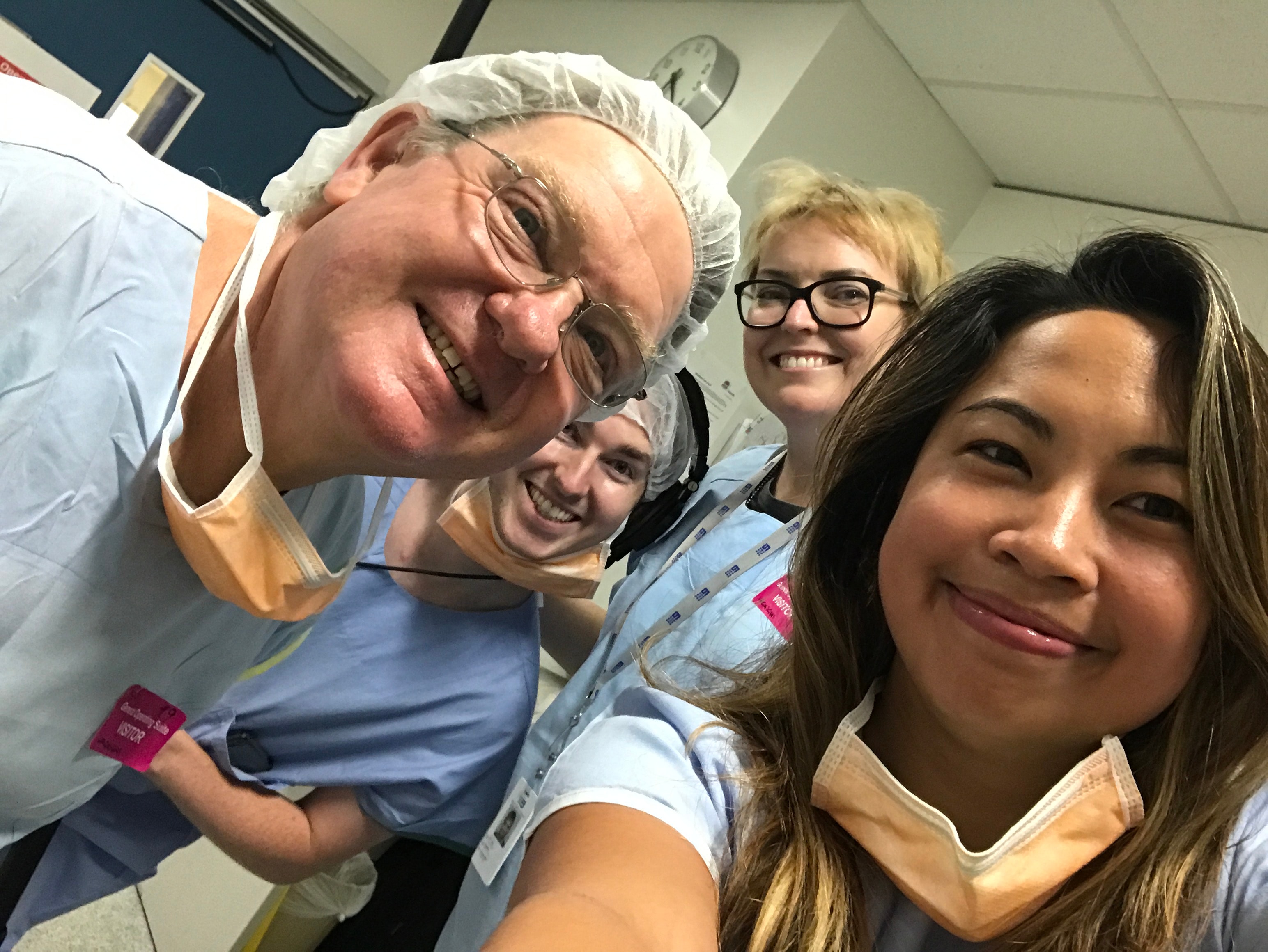 Healthcare workers posing together indoors