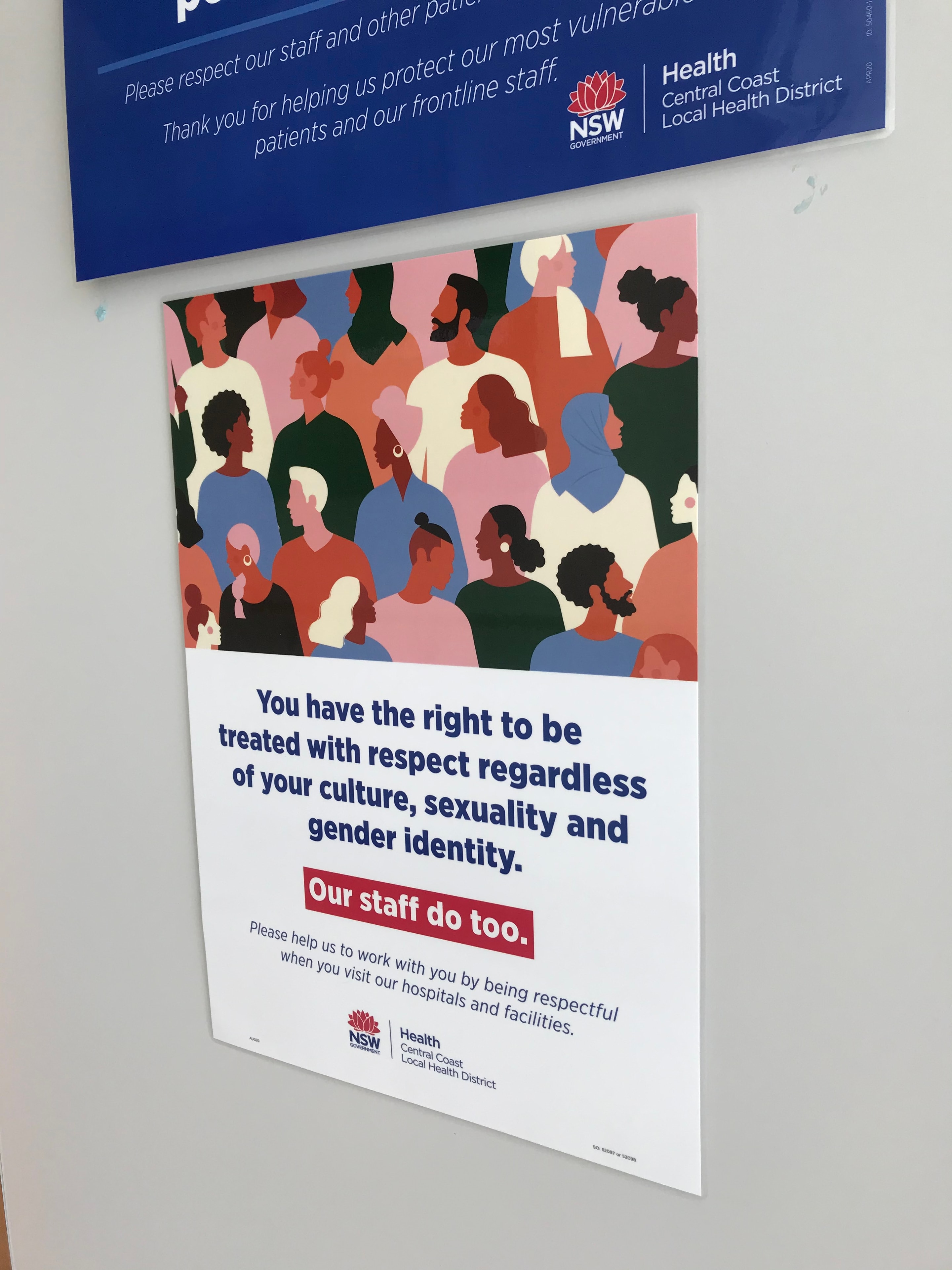 Hospital diversity and respect poster on wall